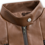 Women's Stand Collar Vintage Faux Leather Jacket
