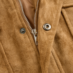 Men's Vintage Suede Fleece Collar Patchwork Multi-Pocket Zipper Coat