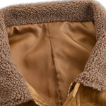 Men's Vintage Suede Fleece Collar Patchwork Multi-Pocket Zipper Coat