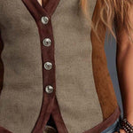 Vintage Bohemian Patchwork Suede Vest