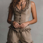 Classic Tencel Denim Ruffled Vest & Shorts Set