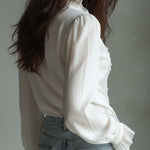 Romantic Ruffled Lace Blouse – Ivory White