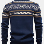 Geometry Jacquard Zipper Stand Collar Sweater