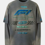 Racing Print Distressed 2-In-1 T-Shirt