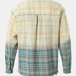 Gradient Washed Distressed Plaid Shirt