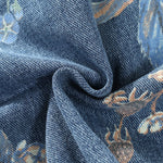 Relax Fit Flower Print Washed Denim Jacket