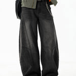 Washed Distressed Denim Baggy Pants