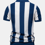 Striped Knit Zip Up Polo Shirt