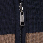 Color Block Zipper Stand Collar Sweater