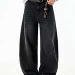 Washed Distressed Denim Baggy Pants