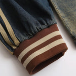 Oversize Brooklyn Embroidery Washed Distressed Denim Sweatshirt