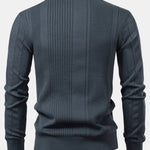 Long Sleeved Knitted Stripe Jacquard Polo Shirt & Slim Fit Tapered Trousers