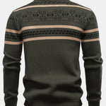 Geometry Jacquard Zipper Stand Collar Sweater