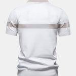 Stripe Knit Zip Up Polo Shirt