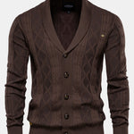 Geometric Jacquard Shawl Collar Cardigan Sweater