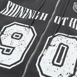 Oversize Number Print Zipper Hoodie