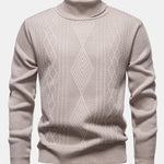 Geometric Jacquard Turtle Neck Sweater