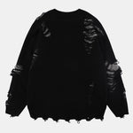 Slogan Distressed Crew Neck Sweater