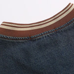Oversize Brooklyn Embroidery Washed Distressed Denim Sweatshirt