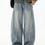 Washed Distressed Denim Baggy Pants