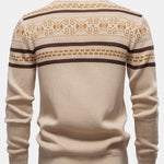 Geometry Jacquard Zipper Stand Collar Sweater