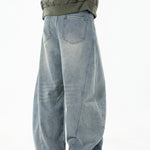 Washed Distressed Denim Baggy Pants