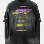 Racing Print Distressed 2-In-1 T-Shirt