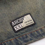 Oversize Brooklyn Embroidery Washed Distressed Denim Sweatshirt