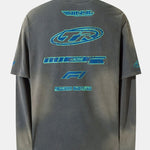 Racing Print Distressed 2-In-1 T-Shirt