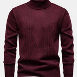 Geometric Jacquard Turtle Neck Sweater