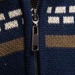 Geometry Jacquard Zipper Stand Collar Sweater