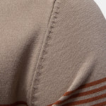 Stripe Knit Zip Up Polo Shirt
