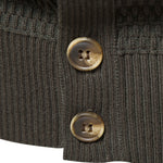 Textured Stand Collar Button Up Sweater