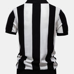 Striped Knit Zip Up Polo Shirt