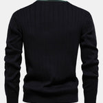 Ribbed Cardigan With Stripe Trim