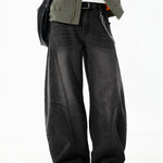 Washed Distressed Denim Baggy Pants