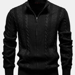 Twist Jacquard Zipper Stand Collar Sweater