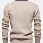 Ribbed Cardigan With Stripe Trim