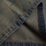 Oversize Brooklyn Embroidery Washed Distressed Denim Sweatshirt