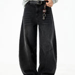 Washed Distressed Denim Baggy Pants