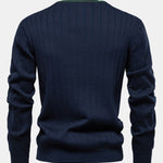 Ribbed Cardigan With Stripe Trim