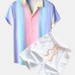 Ombre Print Cuban Shirt & Swim Shorts