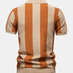 Striped Knit Zip Up Polo Shirt
