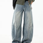 Washed Distressed Denim Baggy Pants