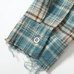 Gradient Washed Distressed Plaid Shirt