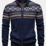 Geometry Jacquard Zipper Stand Collar Sweater