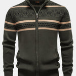 Geometry Jacquard Zipper Stand Collar Sweater