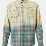 Gradient Washed Distressed Plaid Shirt