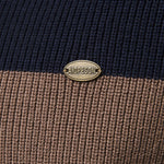 Color Block Zipper Stand Collar Sweater