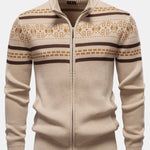 Geometry Jacquard Zipper Stand Collar Sweater
